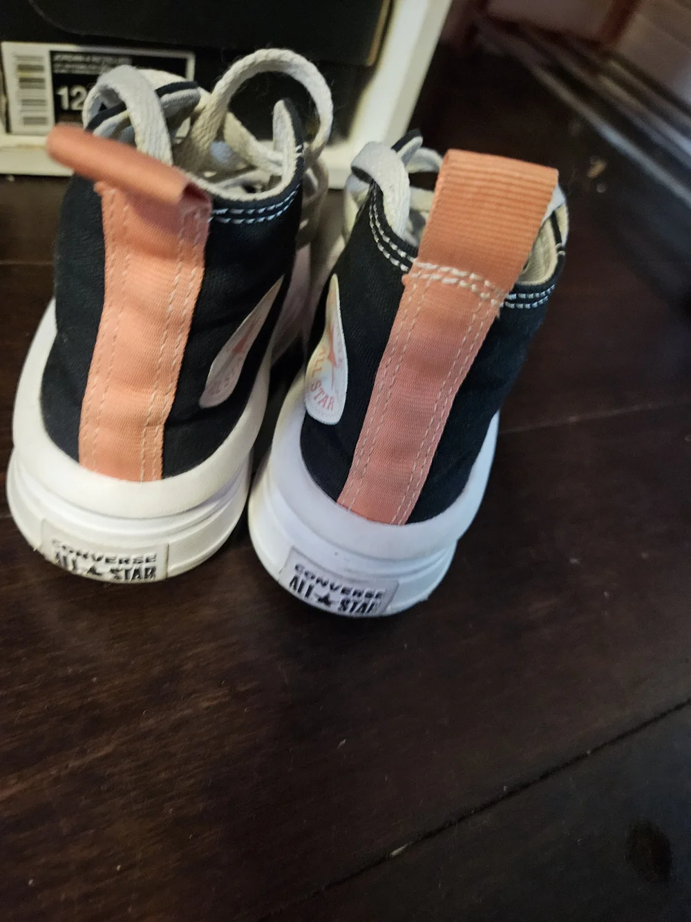 Converse Kids Black High-Top Sneakers with White Sole and Red Star Patch